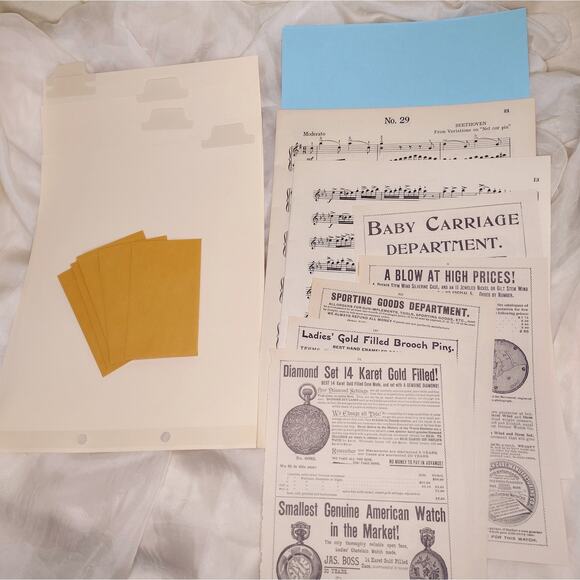 Tea Dyed Blue Junk Journal Bundle, Craft Supply Pack, Paper Crafting Kit - Picture 2 of 9